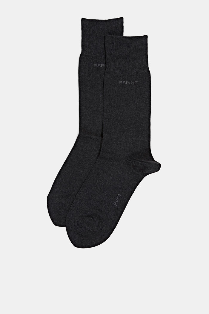 Set van 2 paar basic sokken van een katoenmix, ANTHRACITE MELANGE, overview