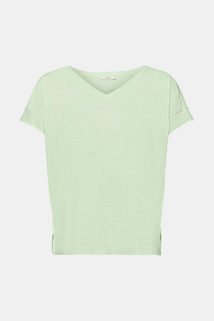 Katoenen T-shirt met V-hals, CITRUS GREEN, detail image number 5