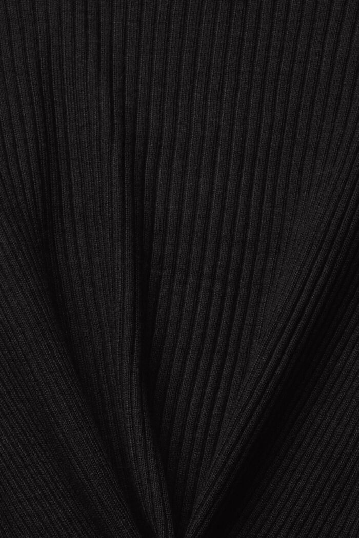 Ribgebreid vest met een asymmetrische zoom, BLACK, detail image number 1