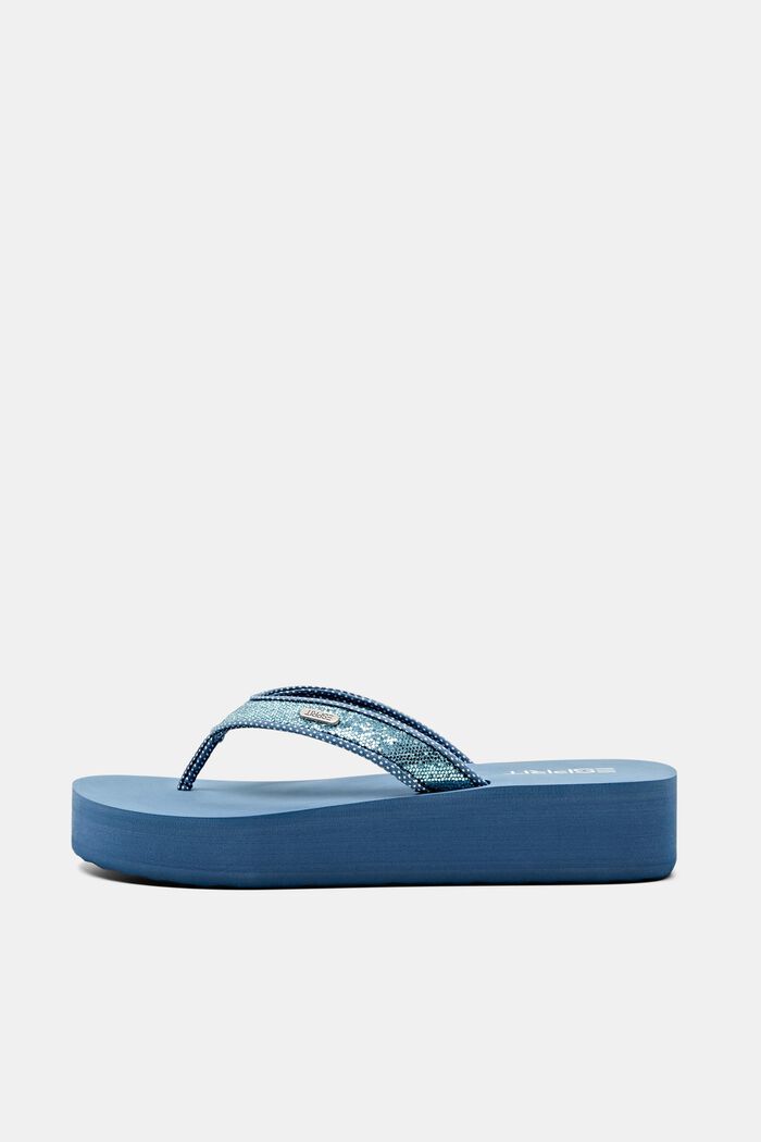 Sandales à entredoigt avec semelle plateau, BLUE, detail image number 0