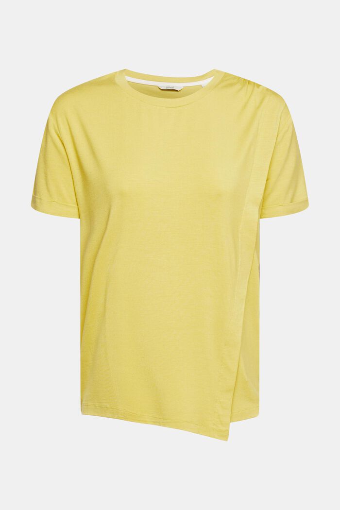 En TENCEL™ : T-shirt au look drapé, YELLOW, overview