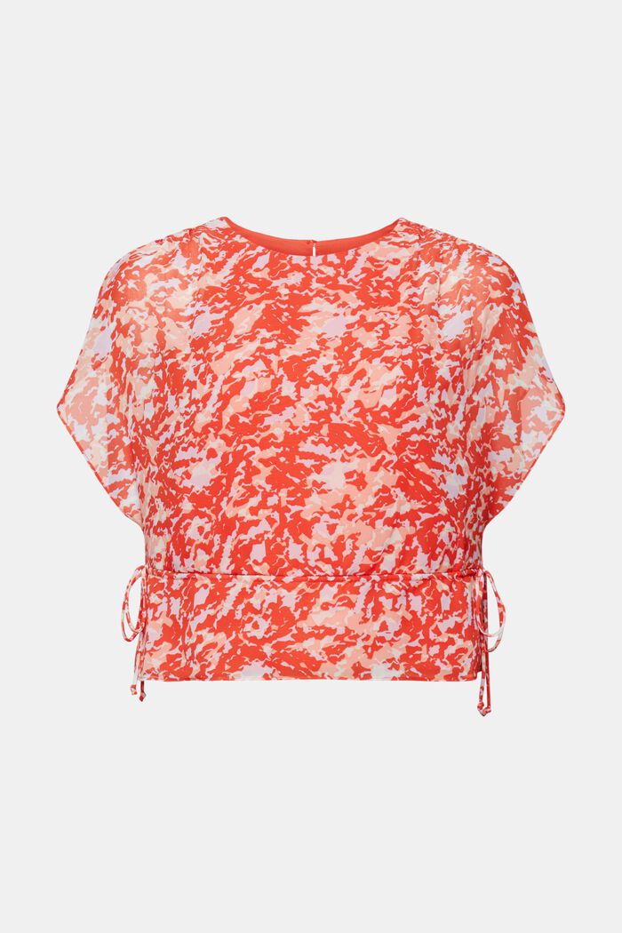 Chiffon blouse met tunnelkoord en print, PASTEL ORANGE, detail image number 6