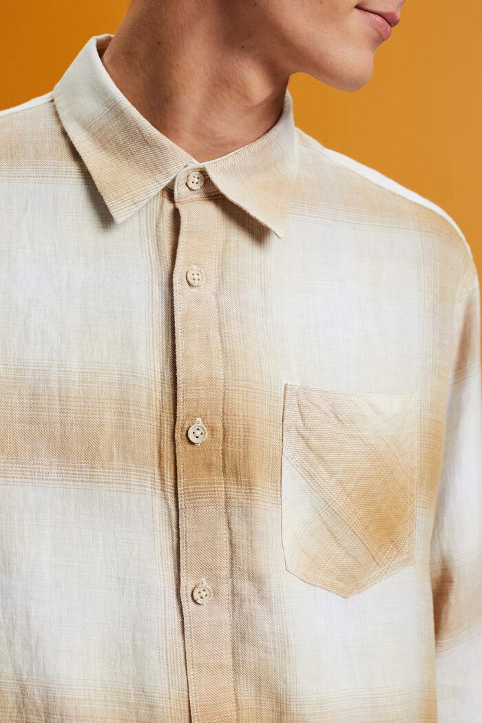 Chemise en mélange de coton et chanvre à motif tartan à carreaux, ICE, detail image number 3