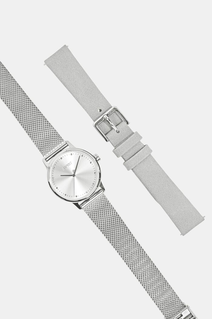 Set van horloge met verwisselbaar bandje, SILVER, overview