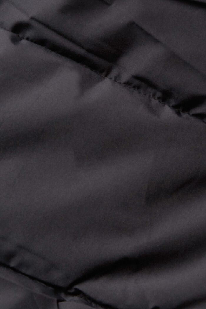 Manteau matelassé à détails en maille côtelée, BLACK, detail image number 1