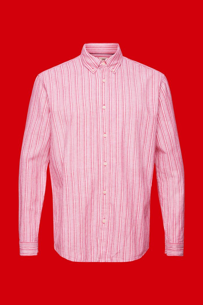 Gestreept shirt met linnen, DARK PINK, detail image number 6
