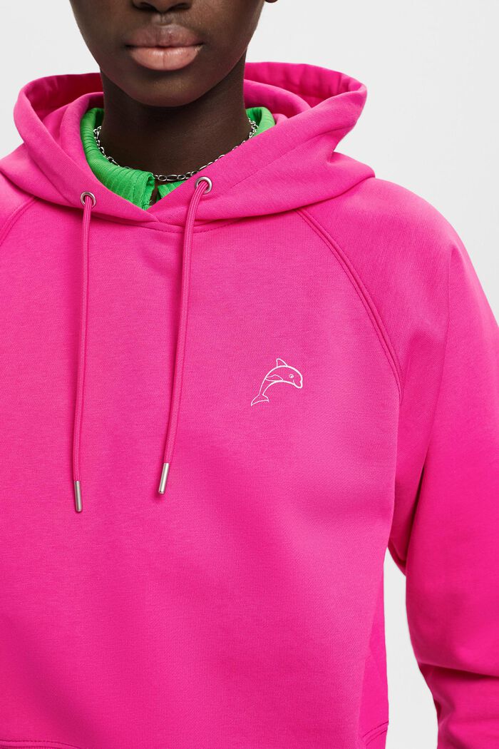 Sweat à capuche court orné d’un logo dauphin, PINK FUCHSIA, detail image number 2
