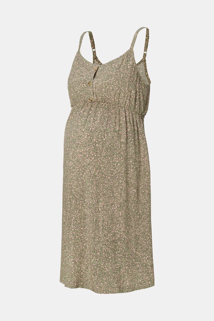 Midi-jurk met motief, REAL OLIVE, detail image number 0