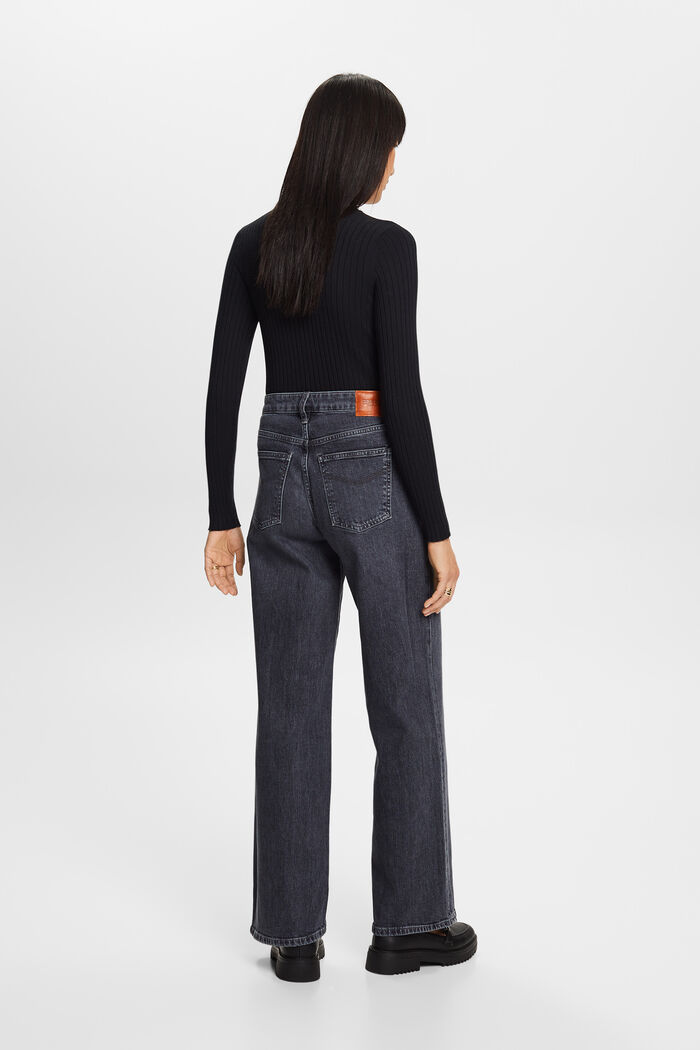 Jeans met wijde pijpen en hoge taille, BLACK MEDIUM WASHED, detail image number 3