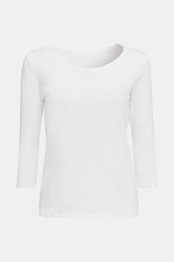 Katoenen shirt, 3/4-mouwen, WHITE, detail image number 0