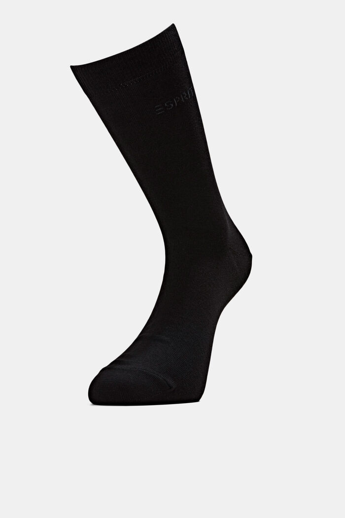 Set van 2 paar sokken met gebreid logo, organic cotton, BLACK, detail image number 0