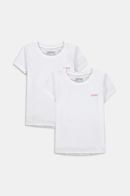 Set van 2 T-shirts van katoen met stretch, WHITE, overview
