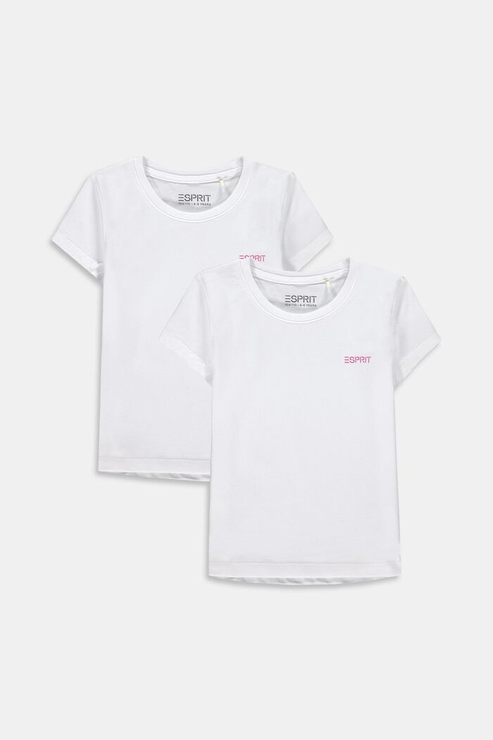Set van 2 T-shirts van katoen met stretch, WHITE, detail image number 0