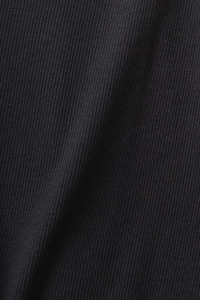 Ribgebreide jersey top met kant, BLACK, detail image number 5