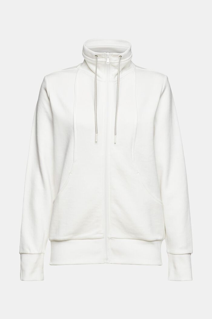 Sweat-shirt zippé, coton mélangé, OFF WHITE, detail image number 2