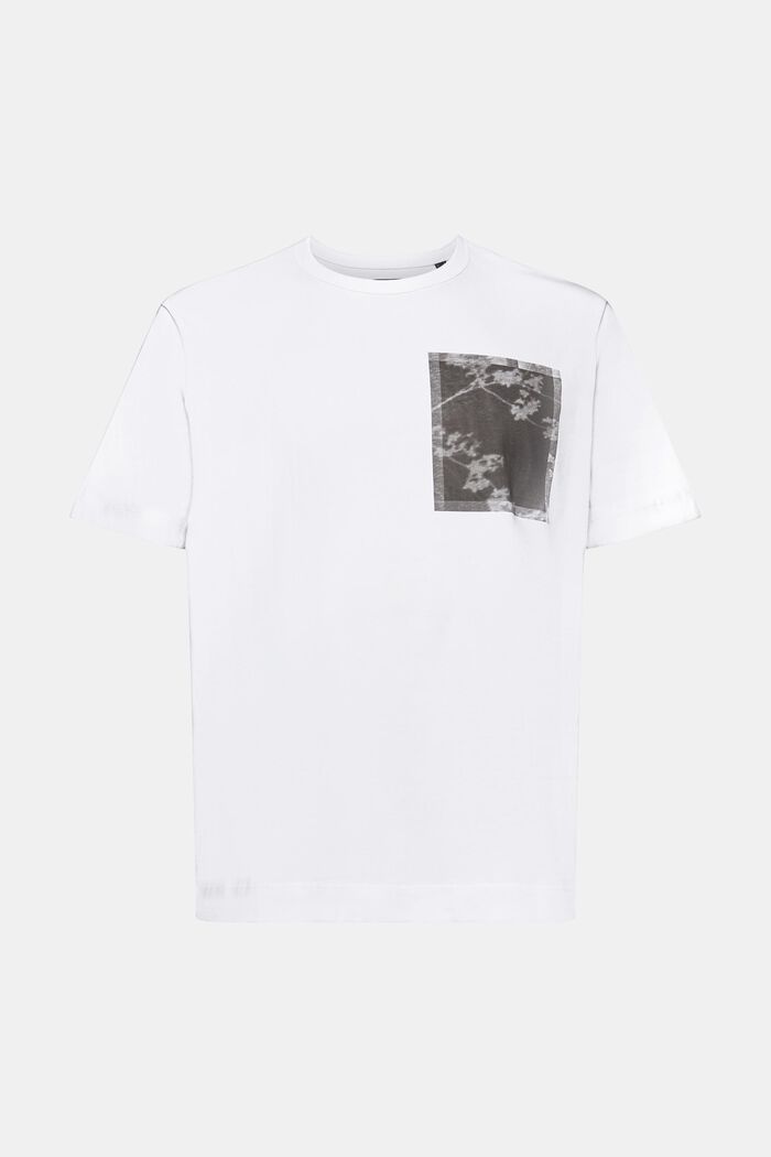 Katoenen T-shirt met print op de borst, WHITE, detail image number 7