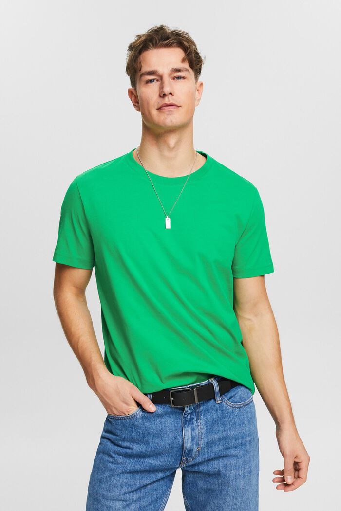T-shirt van jersey met ronde hals, NEW GREEN, detail image number 0
