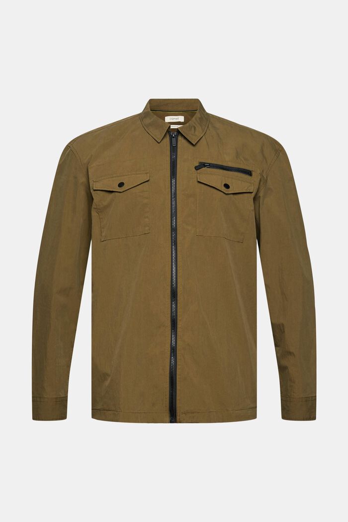 Légère veste chemise zippée, DARK KHAKI, detail image number 8