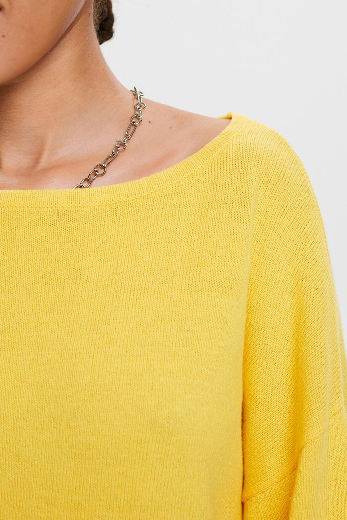 Pull-over en coton et lin, SUNFLOWER YELLOW, detail image number 3