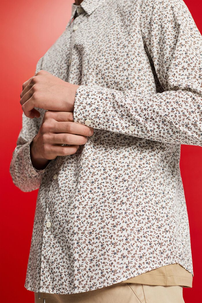 Chemise en coton à motif de coupe Slim Fit, OFF WHITE, detail image number 2