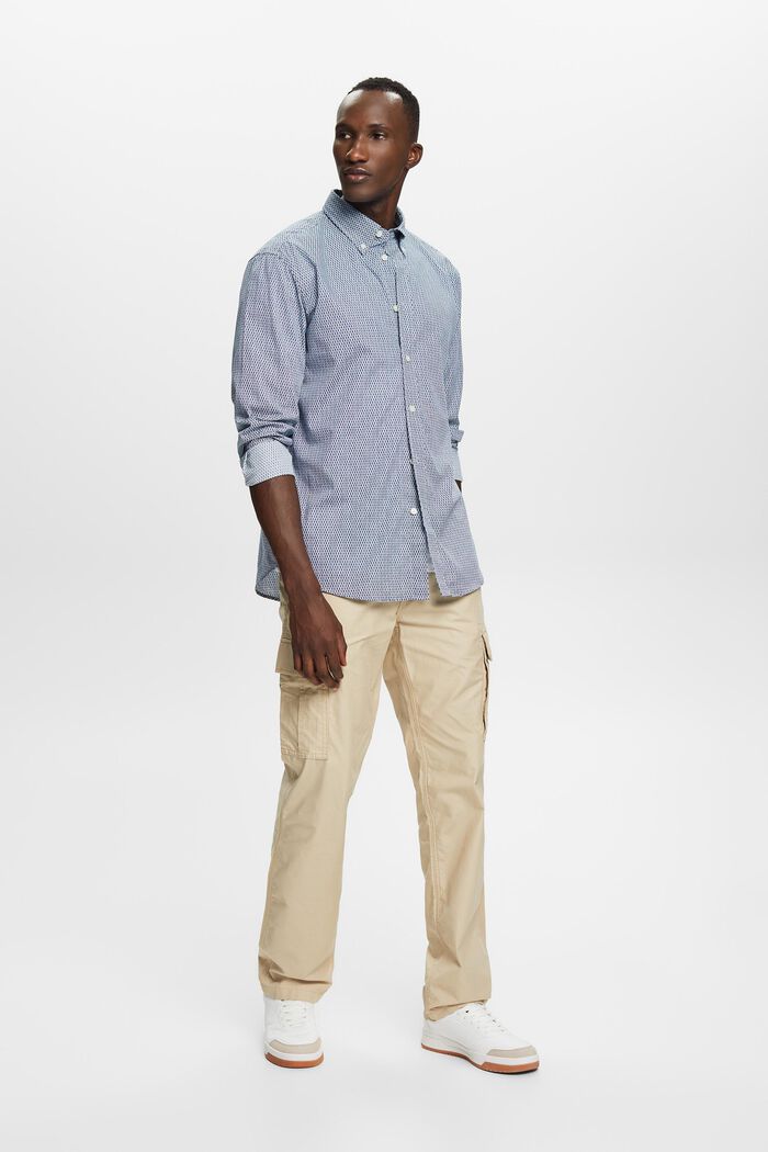 Katoenen overhemd met print en een relaxed fit, GREY BLUE, detail image number 1
