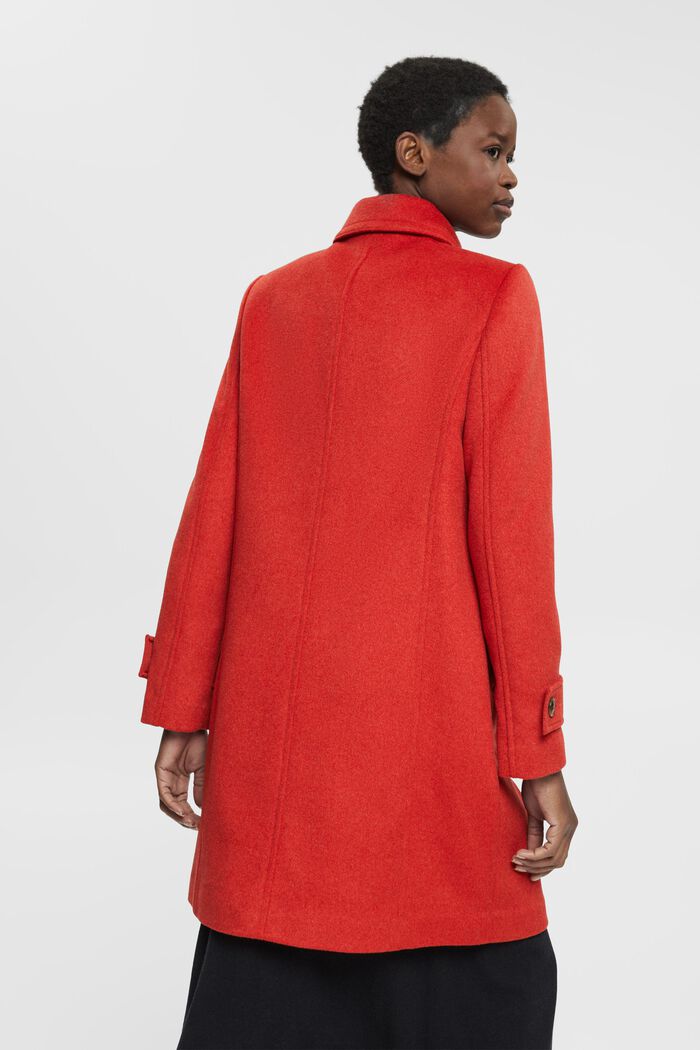 Manteau en laine mélangée à boutonnage croisé, ORANGE RED, detail image number 3