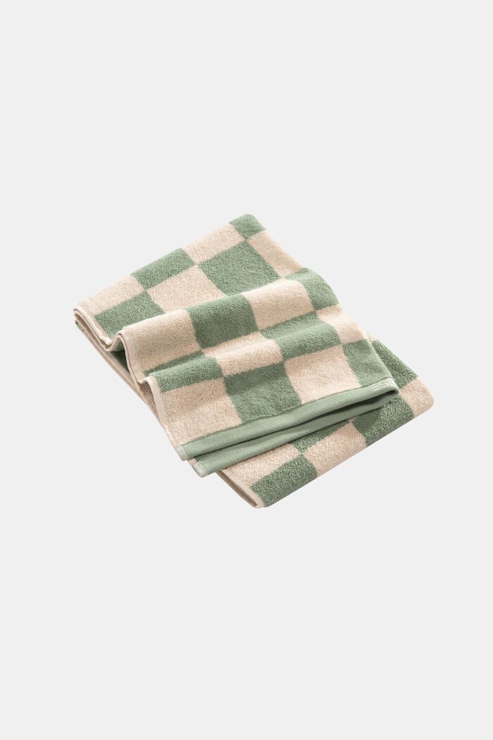 Drap de bain à carreaux, 100 % coton, SOFT GREEN, detail image number 0