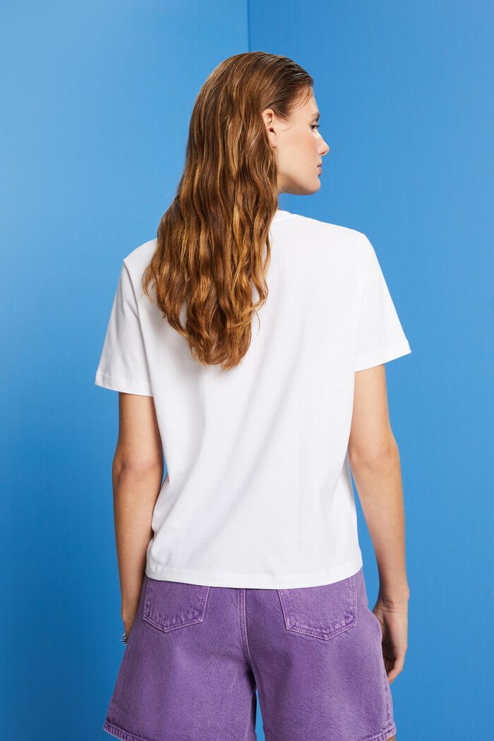 T-shirt en coton à imprimé floral, WHITE, detail image number 3