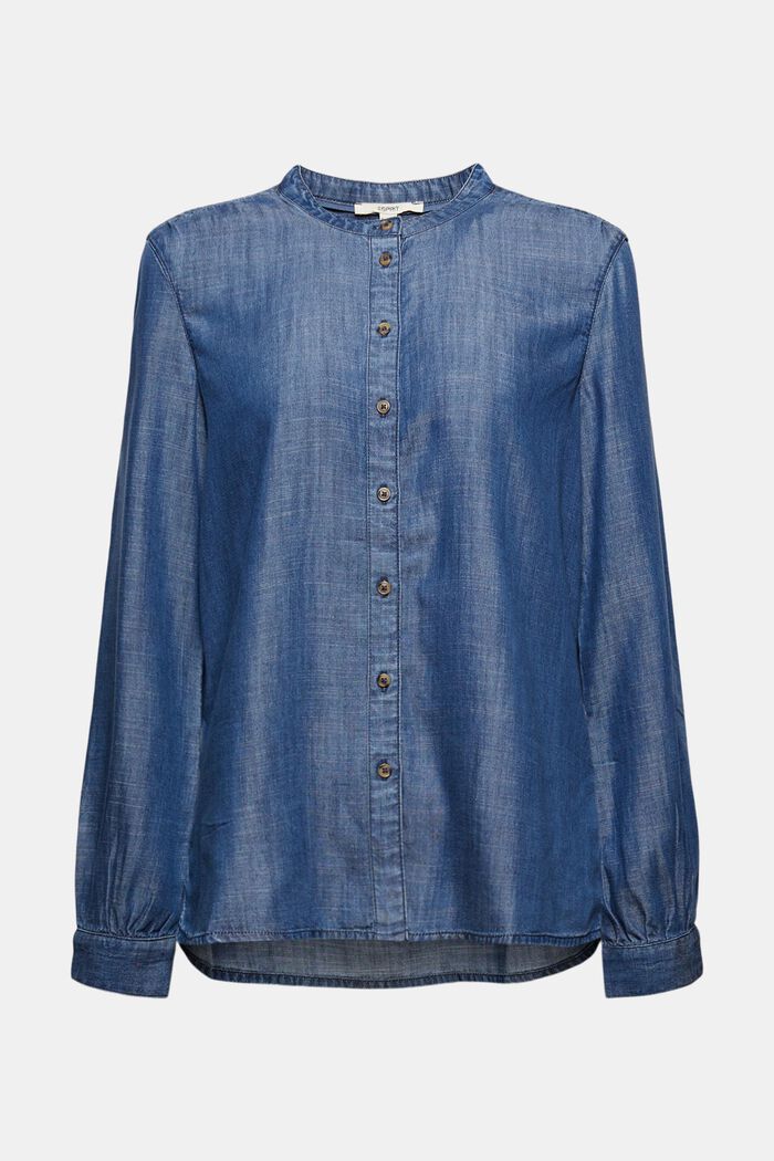 Denim blouse van TENCEL™, BLUE DARK WASHED, overview