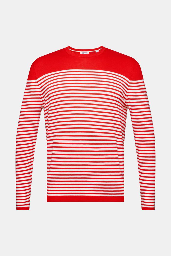 Gestreepte katoenen sweater, RED, detail image number 6