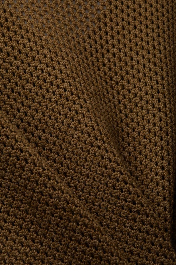 Grofgebreide trui met V-hals, KHAKI GREEN, detail image number 4