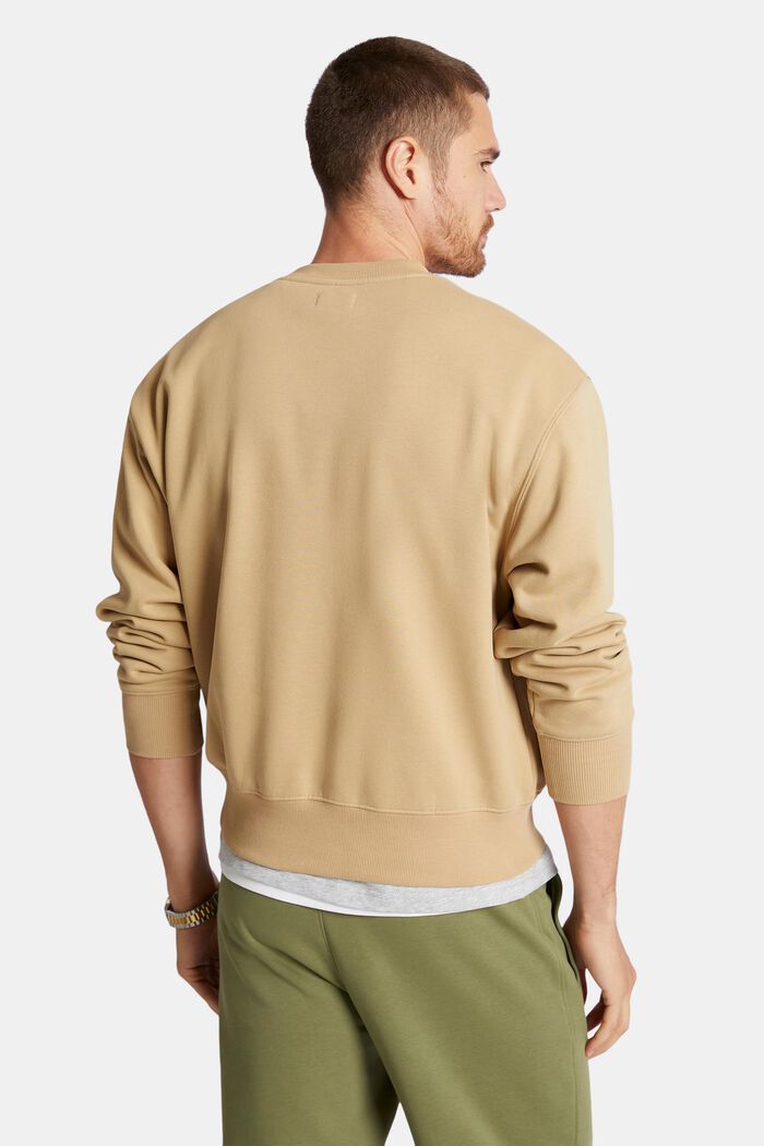 Uniseks logo-sweatshirt van katoenen fleece, BEIGE, detail image number 3