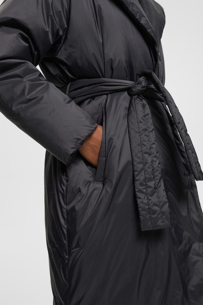 Lange mantel met gerecyclede donzen wattering, BLACK, detail image number 2