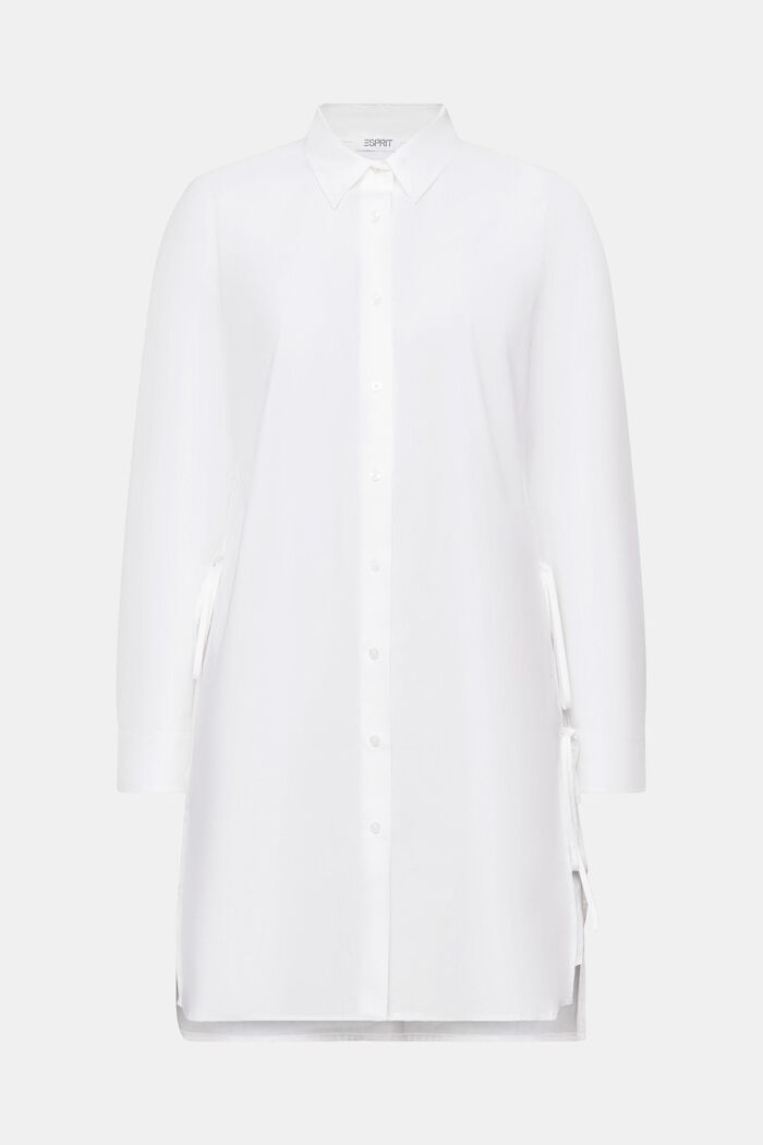 Robe-chemise en popeline à détail noué, WHITE, detail image number 6