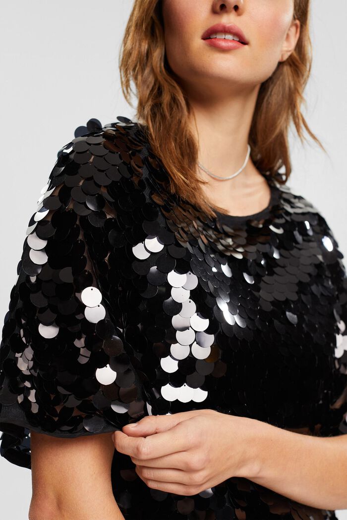 Mini-jurk met grote pailletten, LENZING™ ECOVERO™, BLACK, detail image number 2