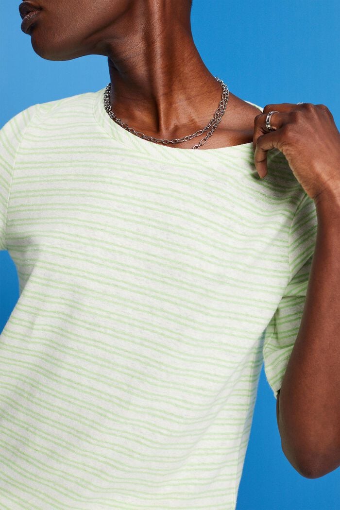 T-shirt en mélange de coton et de lin, CITRUS GREEN, detail image number 2