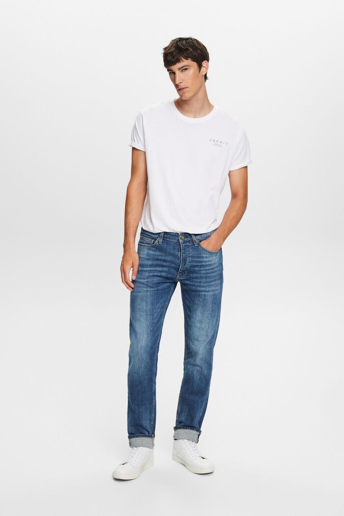 Jeans met middelhoge taille en rechte pijpen, BLUE MEDIUM WASHED, detail image number 5