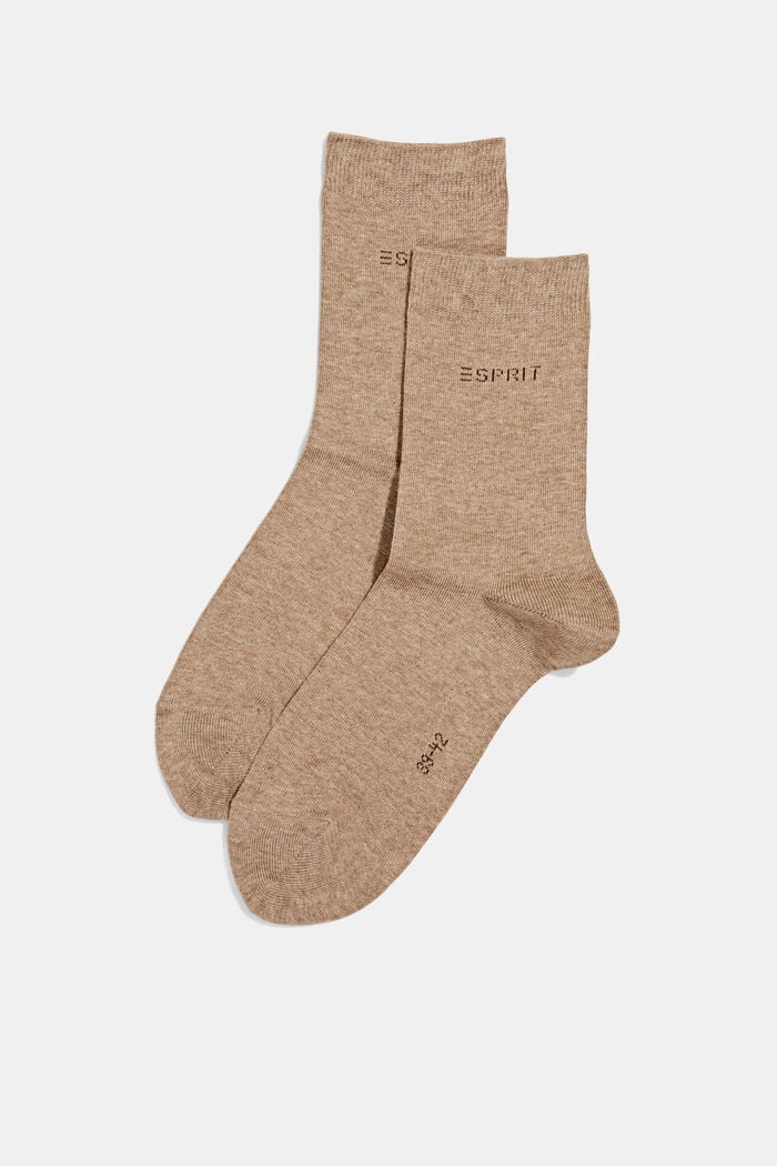 Set van 2 paar sokken in een gemêleerde look, NUTMEG MELANGE, detail image number 0