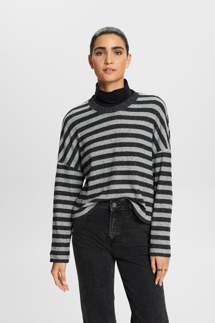 Gestreepte sweater, BLACK, detail image number 0