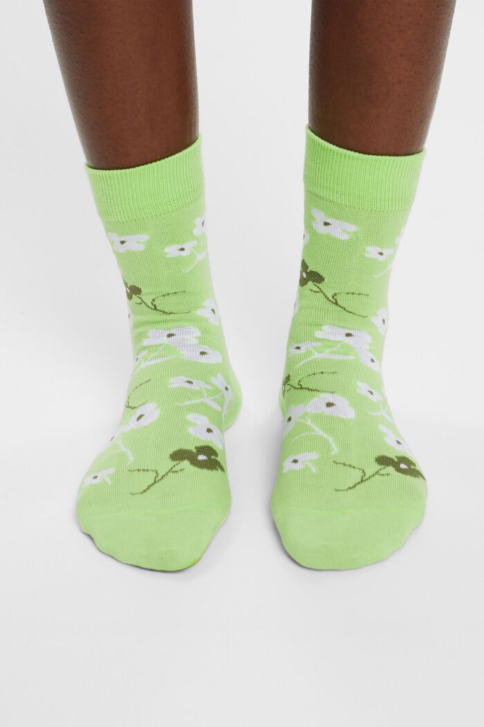Set van 2 paar grofgebreide sokken met print, LIGHT GREEN / GREEN, detail image number 2