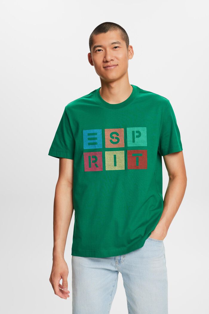 T-shirt en coton à logo imprimé, DARK GREEN, detail image number 0