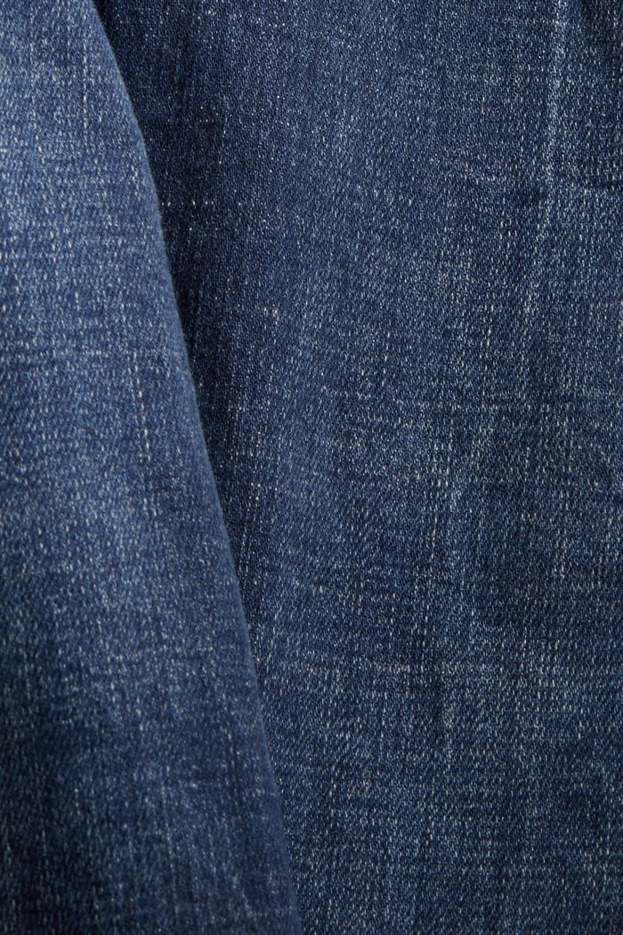 Enkellange jeans met een used look, biologisch katoen, BLUE DARK WASHED, detail image number 4