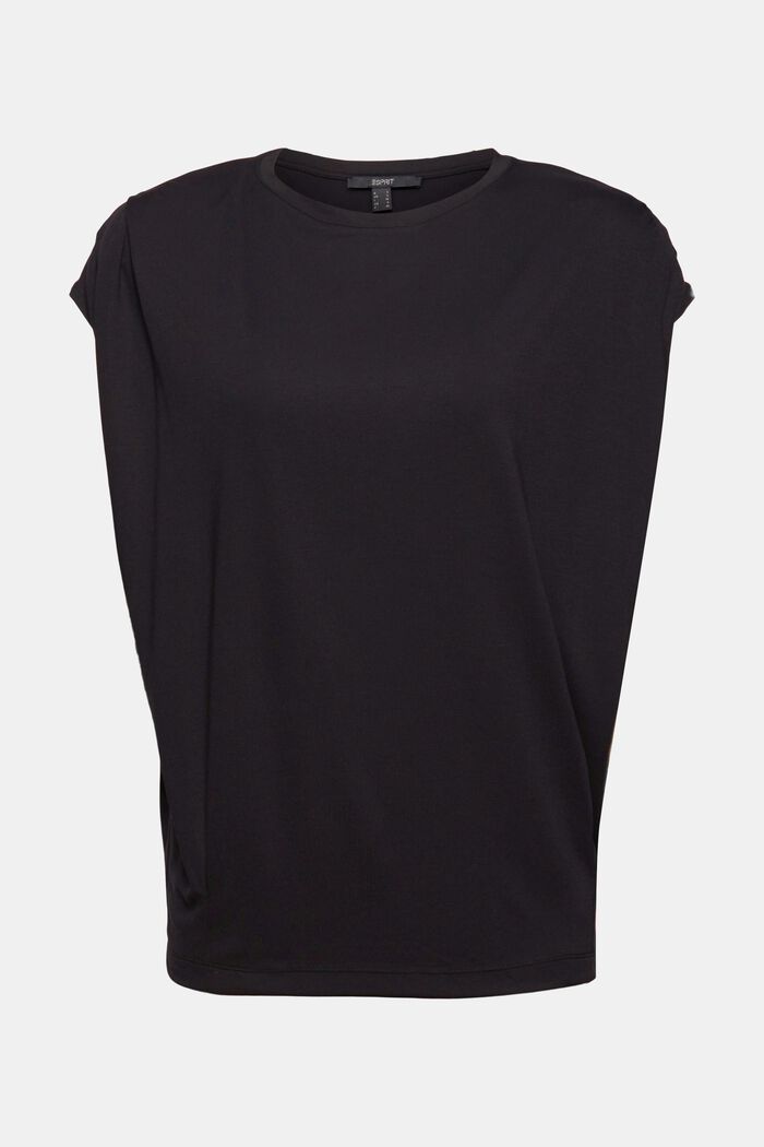 T-shirt à épaulettes, LENZING™ ECOVERO™, BLACK, detail image number 0