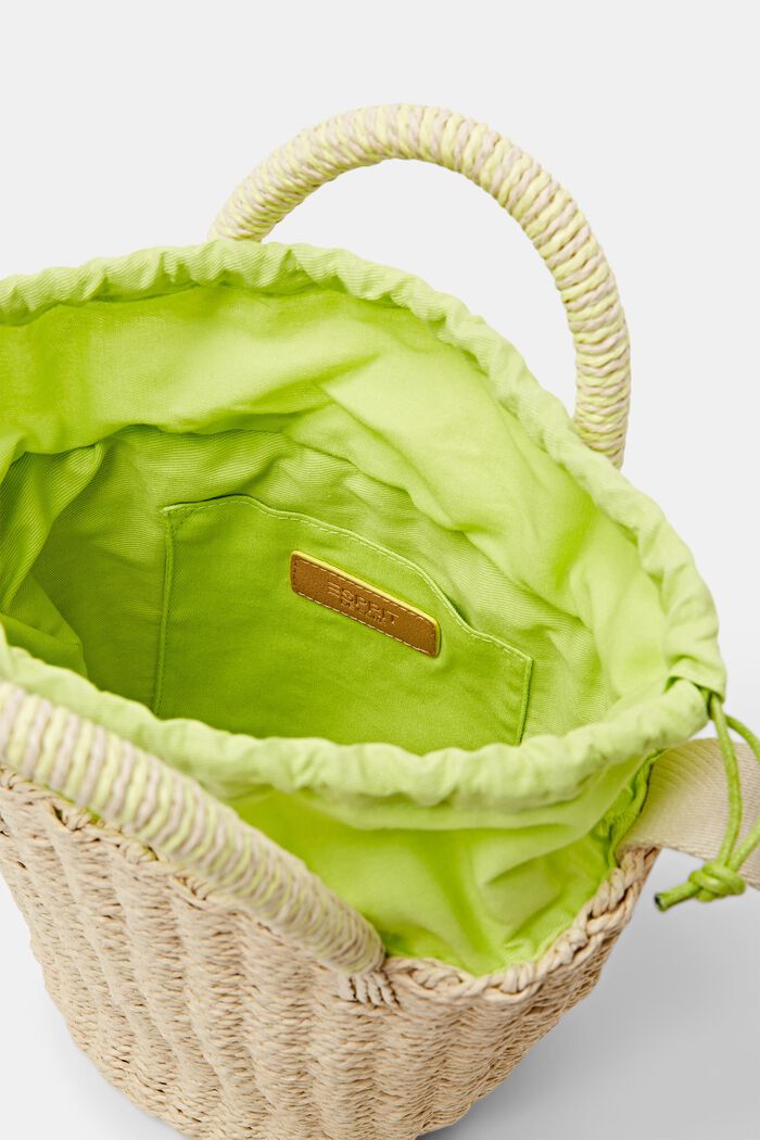 Raffia bucket bag met hengsels aan de bovenkant, LIGHT BEIGE, detail image number 1