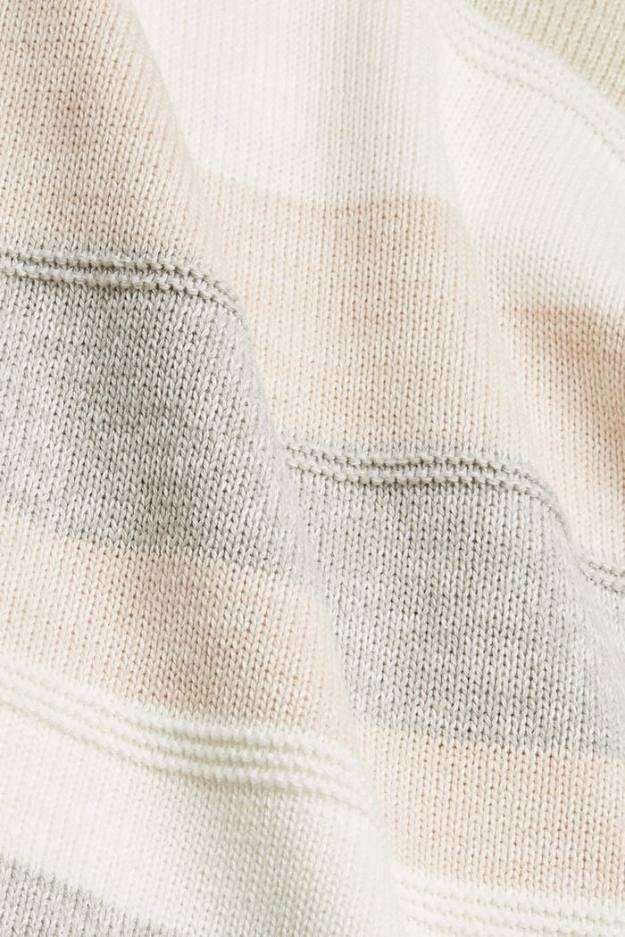 Gestreepte gebreide trui van katoen, BEIGE, detail image number 4