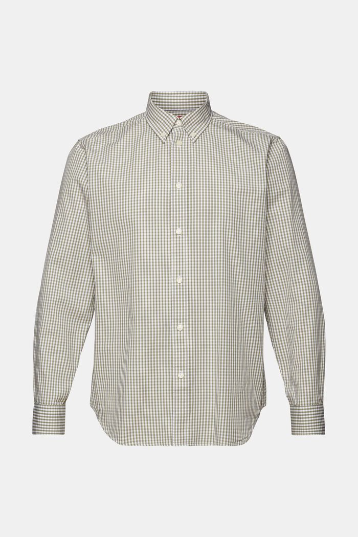 Chemise à col boutonné animée de carreaux vichy, 100 % coton, LIGHT KHAKI, detail image number 6