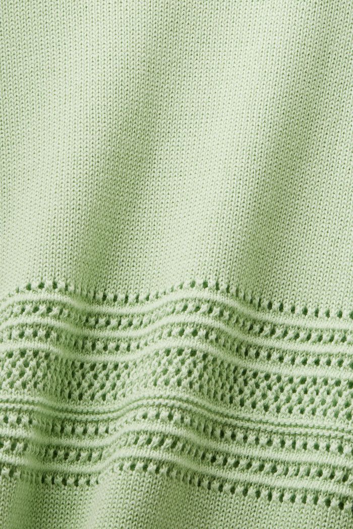 Open gebreide trui met ronde hals, LIGHT GREEN, detail image number 4