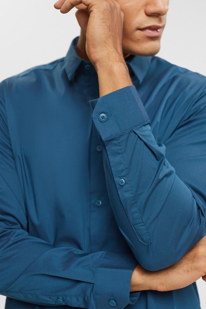 Shirt met slim fit, PETROL BLUE, detail image number 2