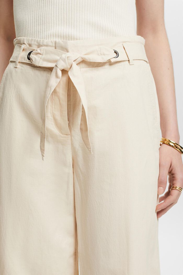 Jupe-culotte cropped en coton et lin, CREAM BEIGE, detail image number 4