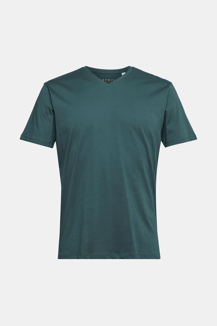 T-shirt met V-hals van duurzaam katoen, TEAL BLUE, detail image number 2